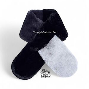 Echo Faux Fur Black & Gray Colorblock Pull-Through Scarf Oprah’s Favorite Things